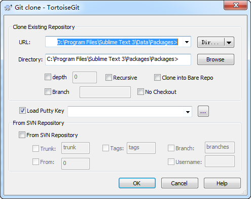 Git Clone 对话框
