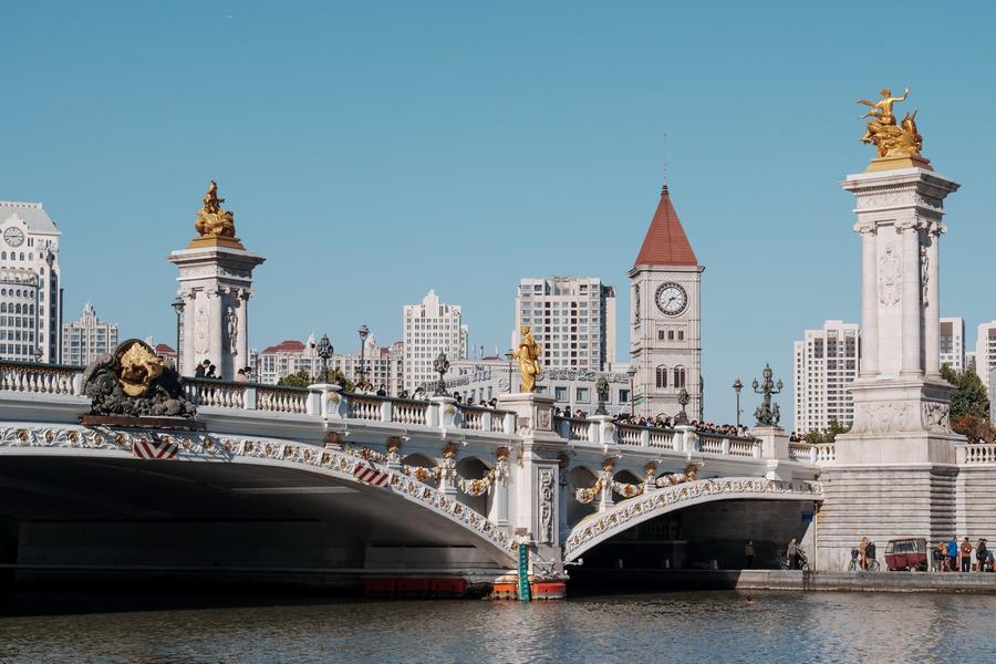 海河边拍摄的北安桥 海河边拍摄的北安桥