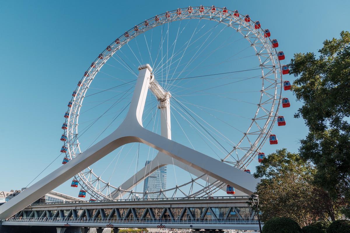 天津之眼，专门打车到这个底下拍了张照片