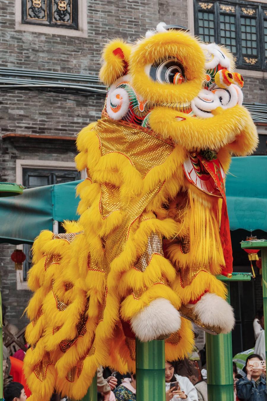 梅花桩上的醒狮