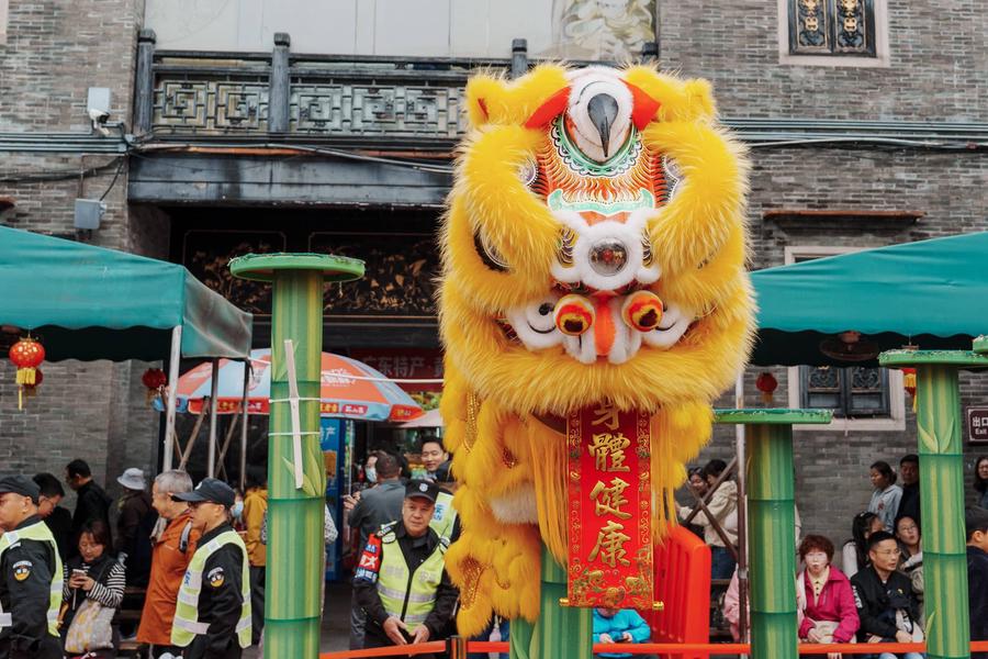 梅花桩上的醒狮